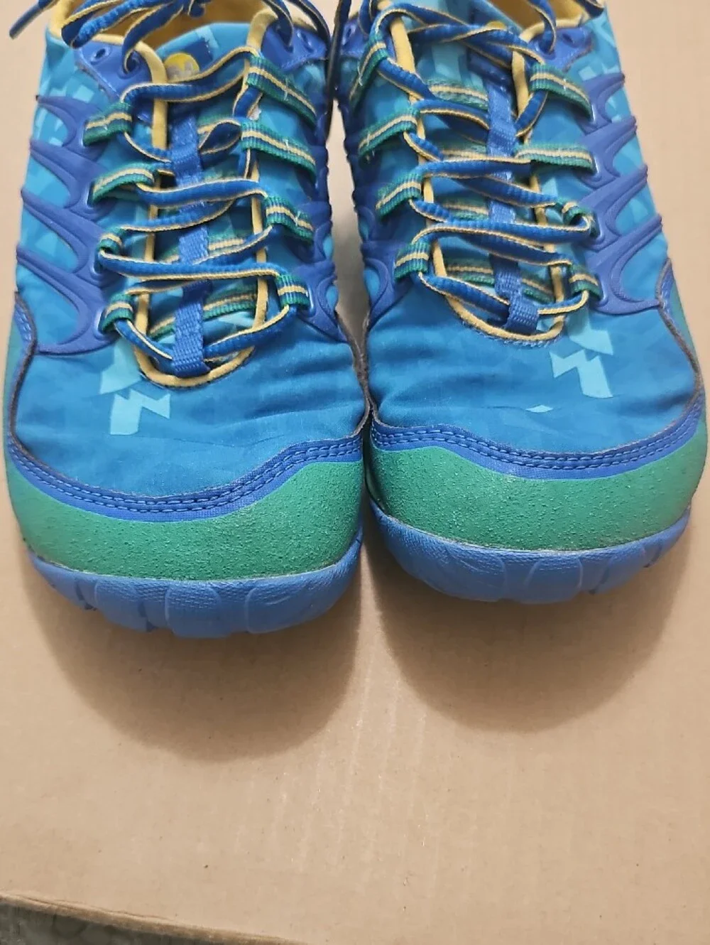 Merrell Apollo Performance Footwear Blue and Green Lightweight Trail Shoes.